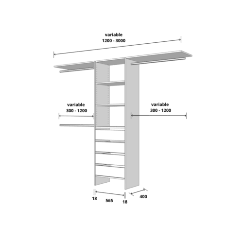 Wardrobe Kitset Organiser 4 Soft Close Drawers Affordable AS600