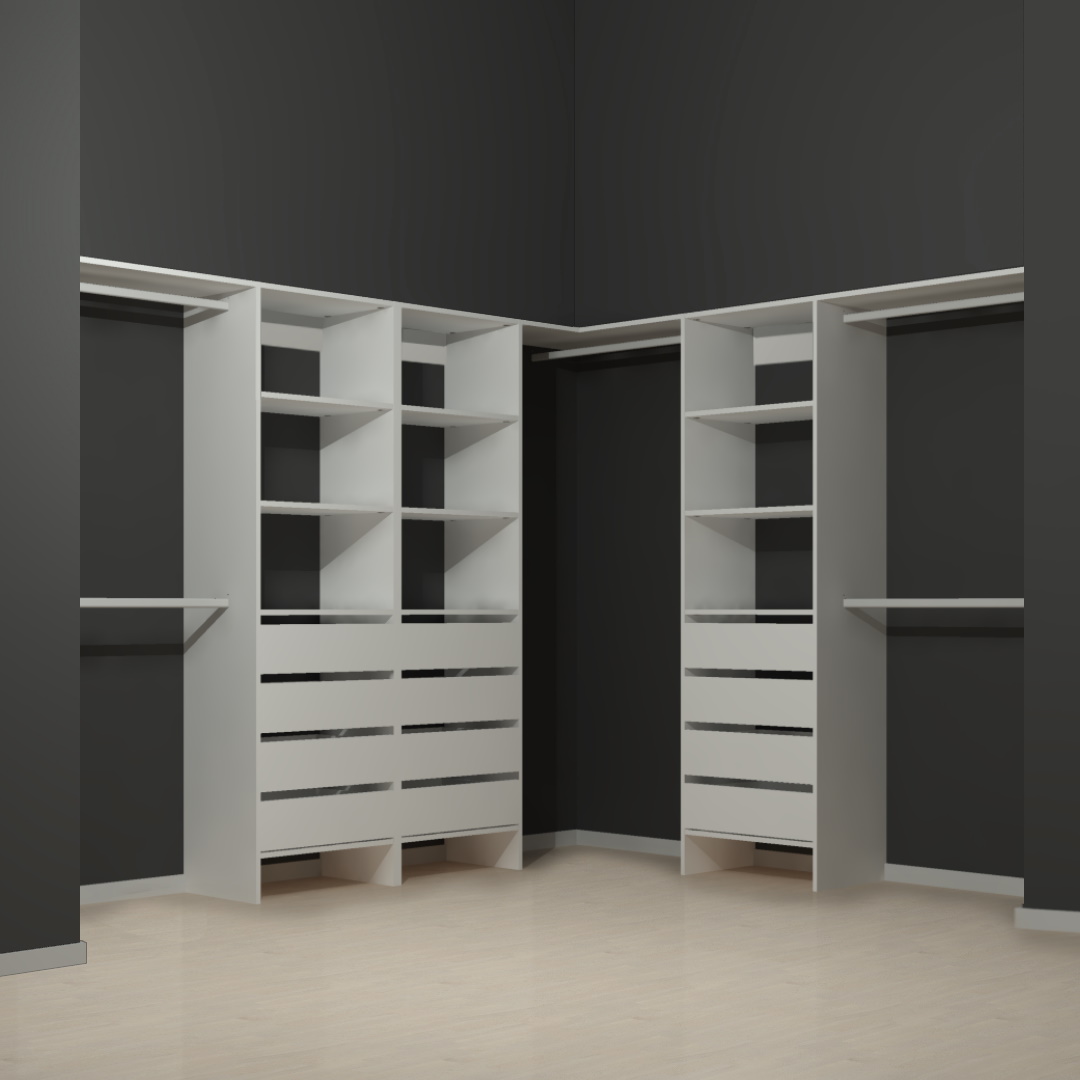 Wardrobe System for Walk-In Wardrobes. Affordable Kitsets.