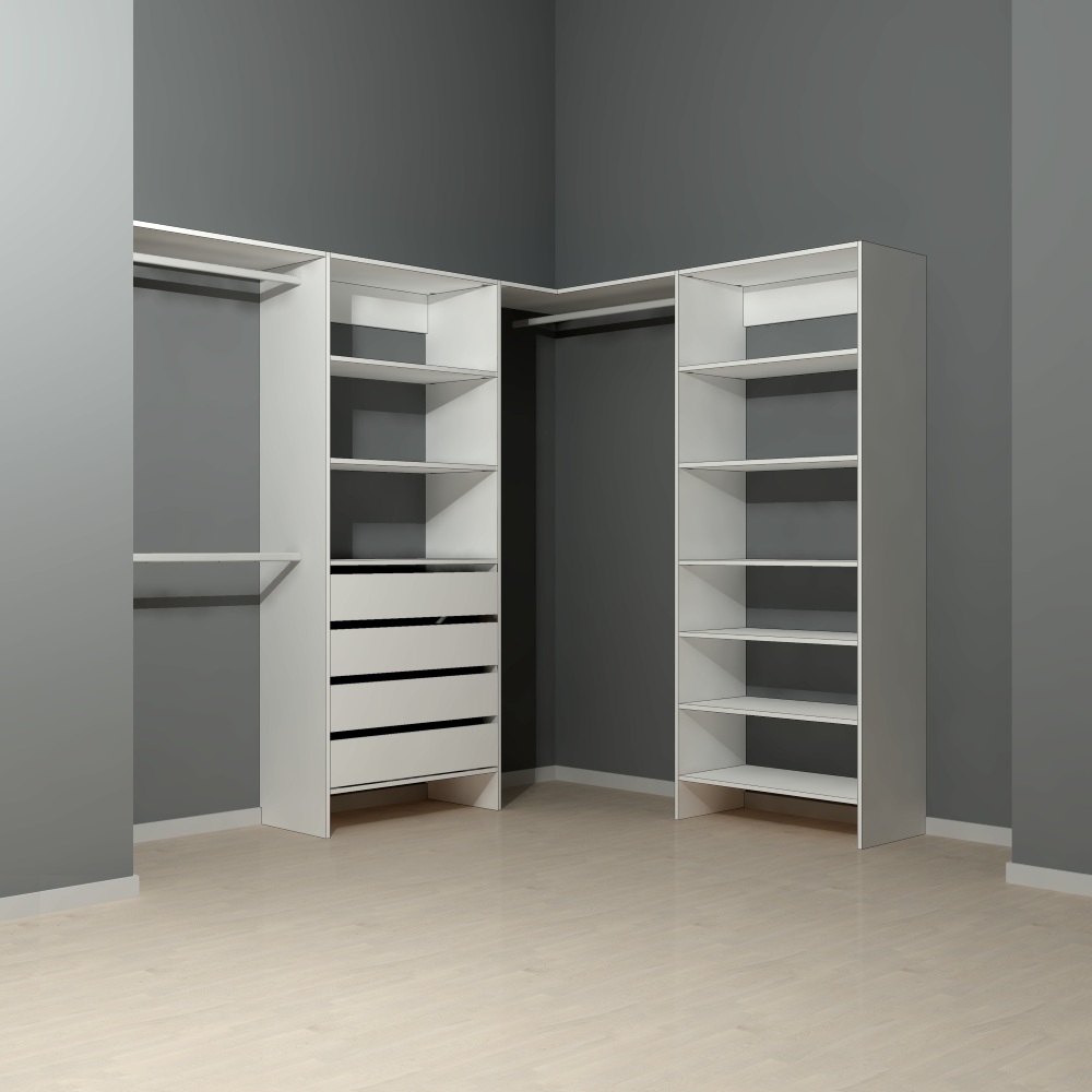 Wardrobe System for Walk-In Wardrobes. Affordable Kitsets.